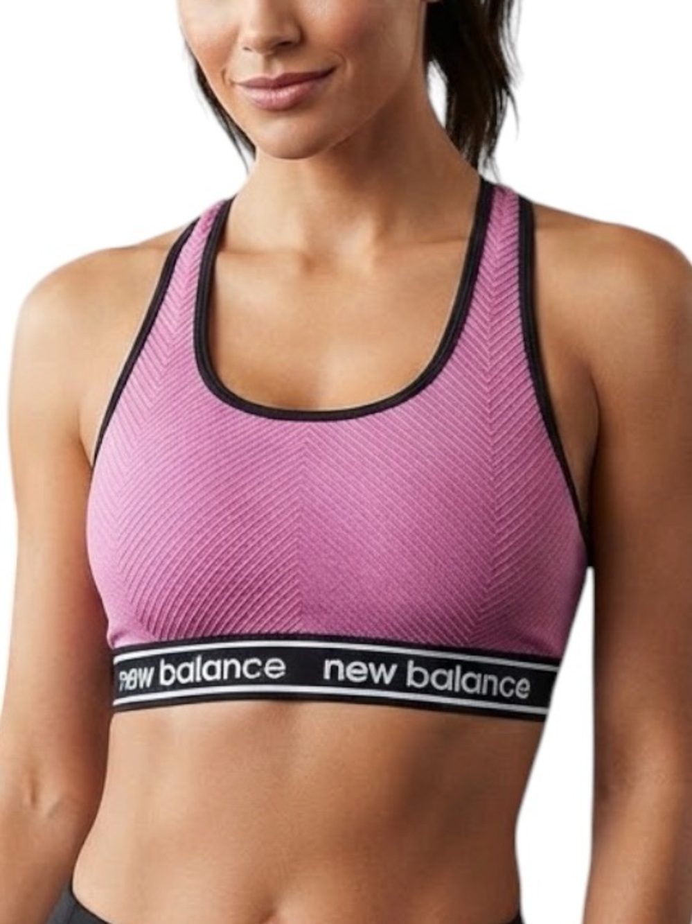 NEW BALANCE Logo Band Racerback Sports Bra Raspberry Pink S